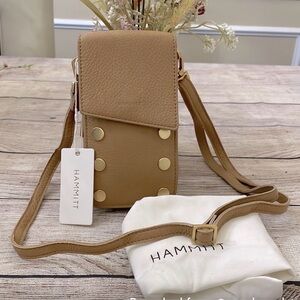 Hammitt Tan 310 Wallet & Phone Case / Crossbody Bag with Gold Accents